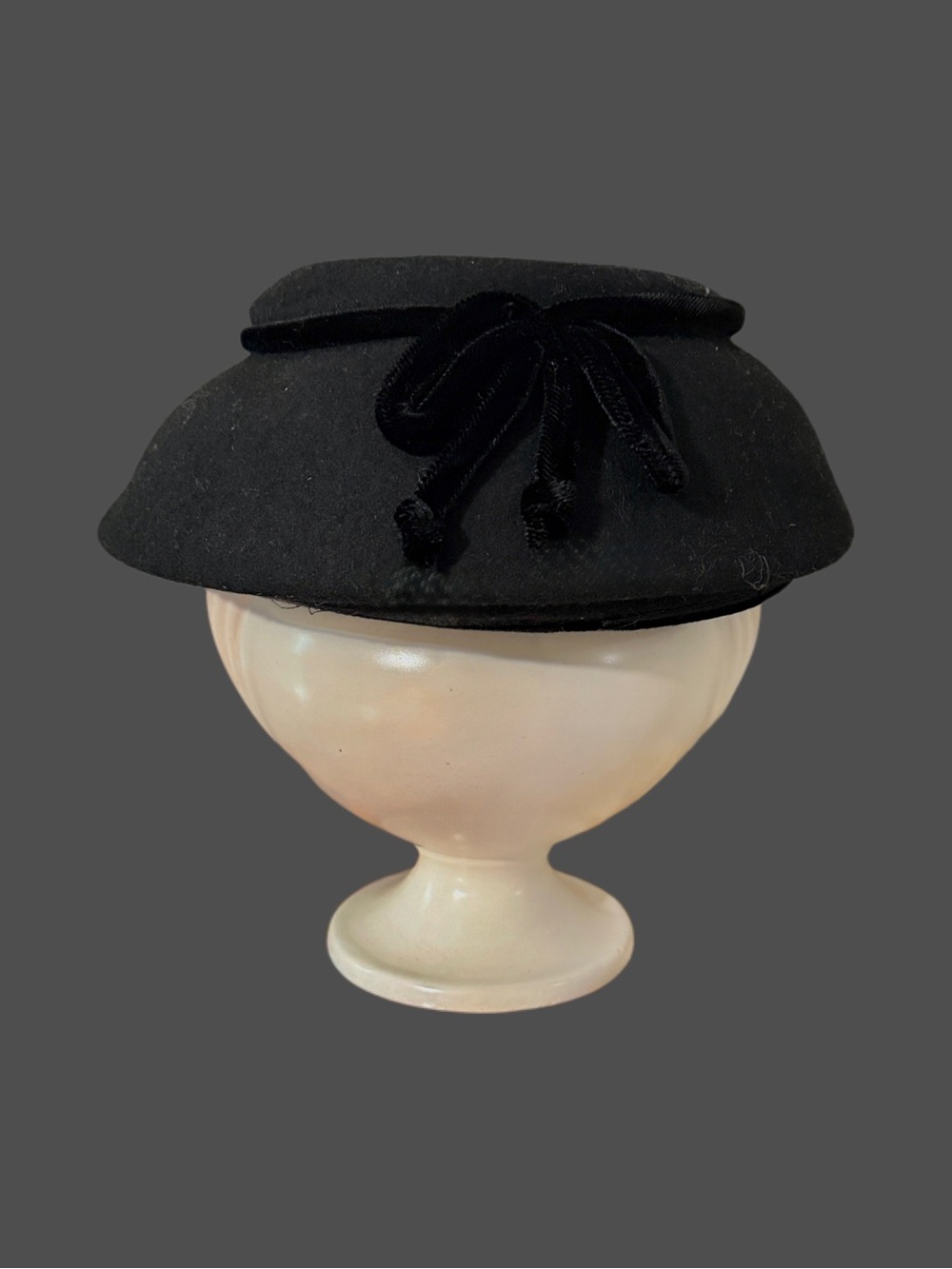 Vintage Black Velvet Bow Women's Hat